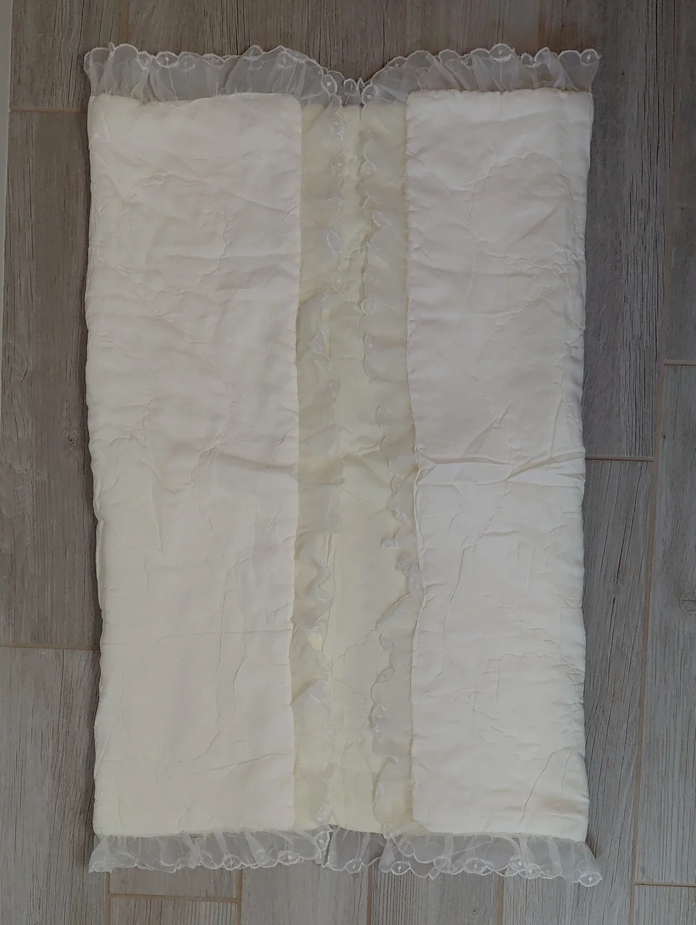 Vintage Quilted Satin Lace Ruffle Baby Crib Blanket